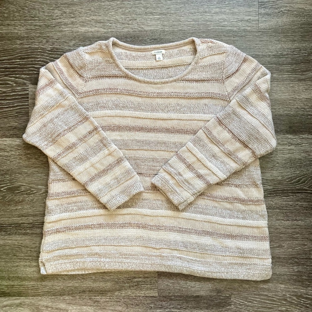 L.L. Bean cream and taupe pullover sweater in size 2X